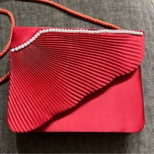 Small Red Vintage Clutch with Strap